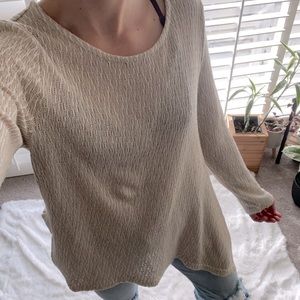 Tan and white knitted long sleeve